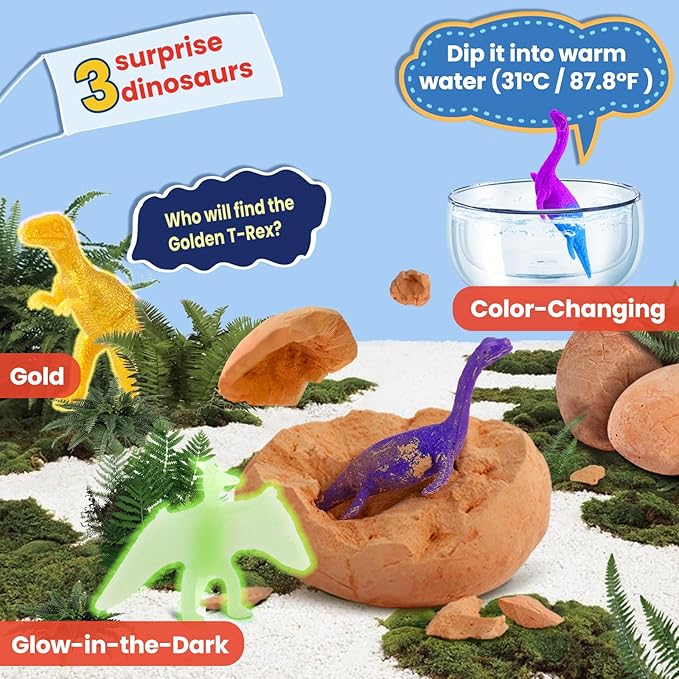 Dino Eggs Excavation Dig Kit-12 Unique Dinosaur Eggs with Educational Learning Cards -Easter Eggs STEM Science Activities - Educational Toy Gift for Kids Boys Girls Age 3+-CubbioJoy
