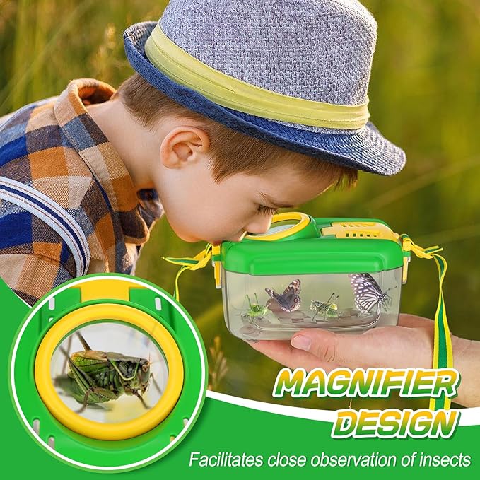 2Sets Bug Catcher for Kids - Sturdy Kids Bug Catching Kit Gifts with Collector Butterfly Net Tweezer, Bugs Habitat Outdoor Explorer Kit for Age 3 4 5 6 7 8, 8Pcs-CubbioJoy