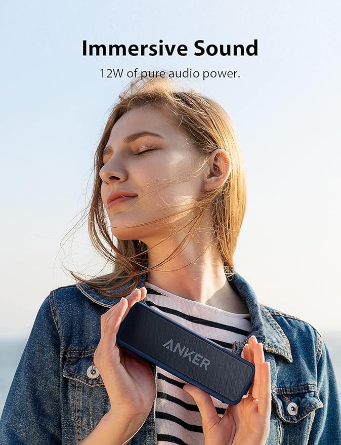 Anker Soundcore 2, 12W Dual-Driver, Portable Bluetooth Speakers for Daily Use, and Wireless, 24-Hour Playtime, IPX7 Water Resistant, Built in Mic, 66 ft Bluetooth Range- Navy Blue-CubbioJoy