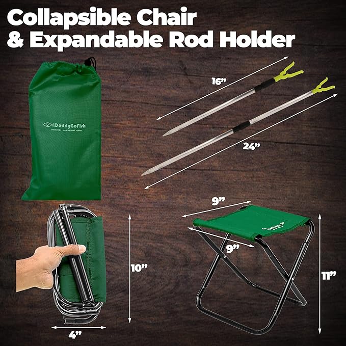 DaddyGoFish Kids Fishing Pole - Rod Reel Combo Tackle Box Starter Set - First Year Small Gear Kit for Boys Girls Toddler Youth Age Beginner Little Children-CubbioJoy