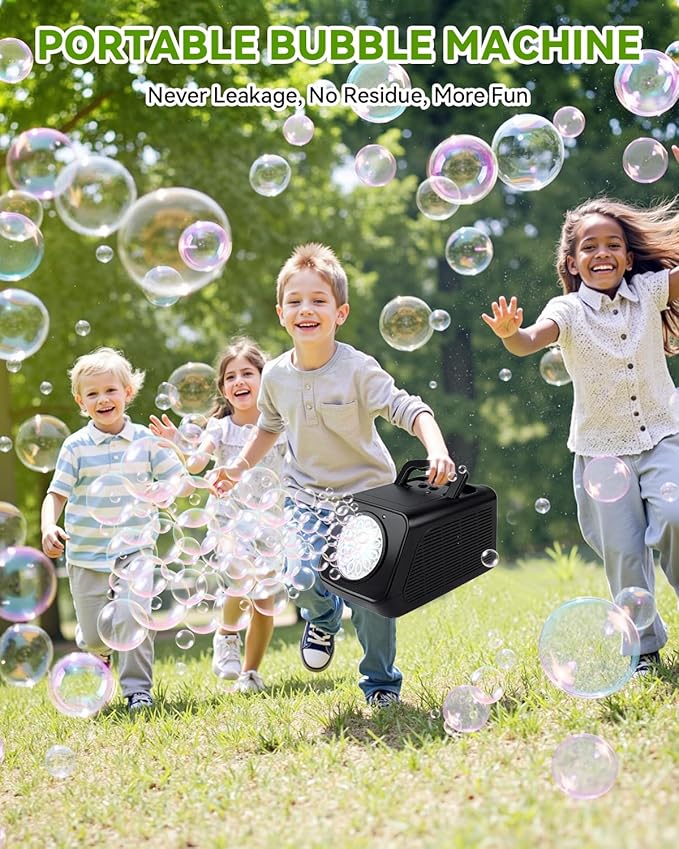 Bubble Machine Rotating Bubble Maker for Kids - 20000+ Big Bubbles Per Minute Bubbles for Toddlers 1-3| Rechargeable Atomatic Bubble Blower for Indoor Outdoor Party Weeding-CubbioJoy