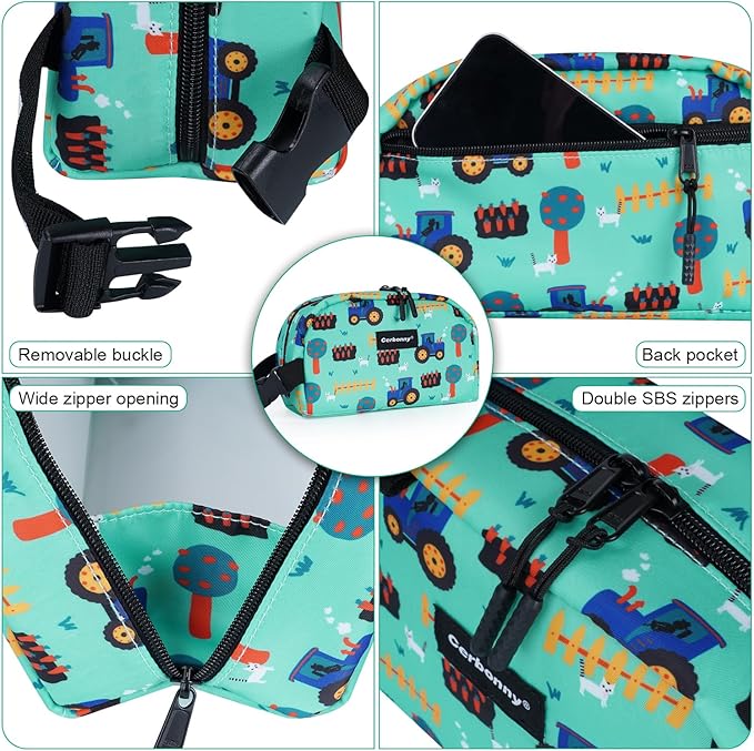 Cerbonny Small Cooler Bag Freezable Lunch Bag for Work School Travel,Small Lunch Bag,Small Insulated Bag For Kids/Adults,Freezer Lunch Bags,Mini Lunch Bag Fit For Yogurt,Suit for 3+(green vehicle)-CubbioJoy