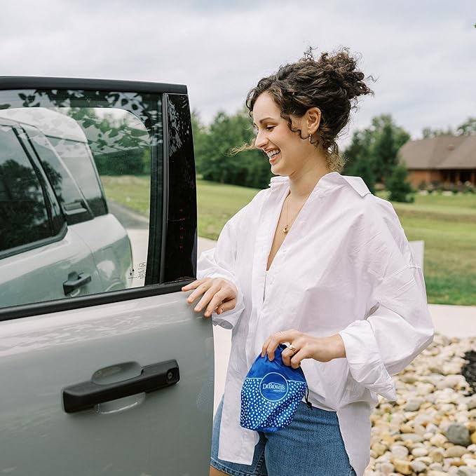 Dr. Brown's 100% Silicone One-Piece Breast Pump,Hands-Free Breast Milk Collector with Anti-Colic Options+ Baby Bottle (4 oz/120 mL),Level 1 Nipple,Travel Lid and Travel Bag-CubbioJoy