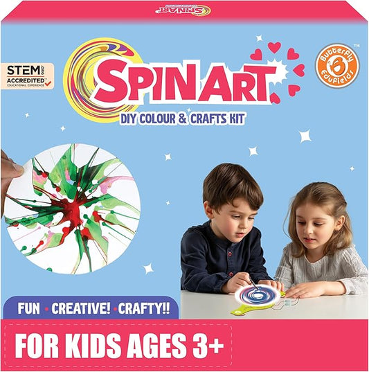 Butterfly EduFields Spin Art & Craft Kit for Kids | Educational Birthday Gift for 3+ 4 5 6 7 Year Old Boys and Girls| DIY Painting Kit for Kids | STEM Toy for for 3+ Years | Science Project Kit-CubbioJoy