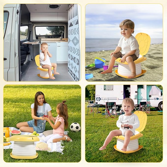 2025 Upgraded Portable Potty Training, Travel Potty for Toddler, portable toilet for kids Foldable, Apply to Seat Emergency Toilet for Camping, Outdoor,Car, Indoor (Yellow)-CubbioJoy