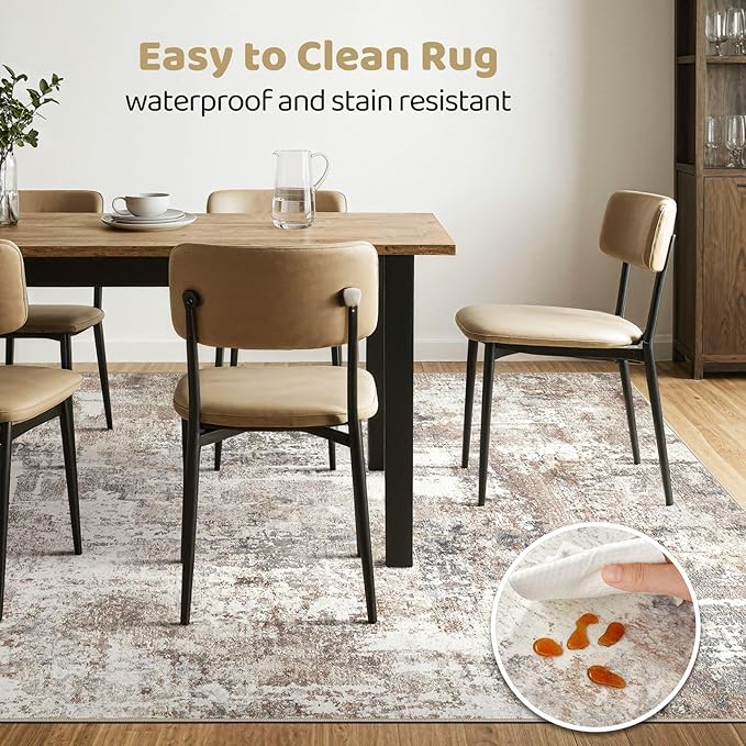 7x10 Area Rug Living Room: Washable Large Abstract Modern Soft Rugs Stain Resistant Indoor Floor Non-Slip Accent Carpet for Young Career Worker Aged 25-34 - Bedroom Playroom Office Dining Room-CubbioJoy