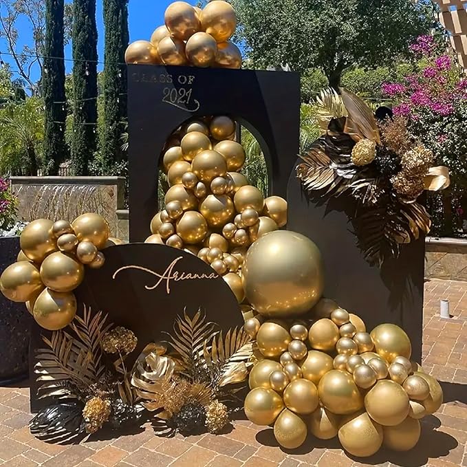 140pcs Gold Balloon Arch Kit, Gold Balloons of Different Sizes Pack of 18 12 10 5 Inch Party Balloon Kit for Birthday Party or Balloon Arch as Graduation Wedding Baby Shower Party Decorations-CubbioJoy