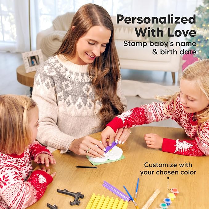 Baby Hand and Footprint Kit Keepsake - Quick-Dry Newborn Foot & Handprint Ornament Kit Boys, Girls, Personalized New Baby Gifts for New Parents, Cute Christmas & Keepsake Gifts (Duo Heart)-CubbioJoy