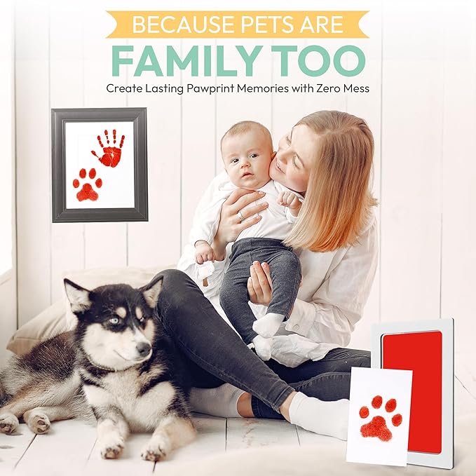 Clean Touch Ink Pad for Baby Handprints and Footprints – Inkless Infant Hand & Foot Stamp – Safe for Babies, Doesn’t Touch Skin – Perfect Family Memory or Gift – Red Print Kit by Tiny Gifts-CubbioJoy