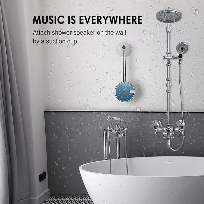 INSMY C12 IPX7 Waterproof Shower Bluetooth Speaker, Portable Small Speaker, Speakers Bluetooth Wireless Loud Clear Sound Support TF CSuard ction Cup for Outdoor Kayak Canoe Beach Gift (Navy)-CubbioJoy