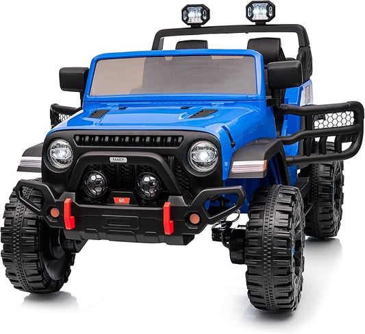 2 Seater Ride on Car Truck, 12V Kids Electric Ride on Toy for Big Kids Age 3-8 w/Remote Control- Blue-CubbioJoy