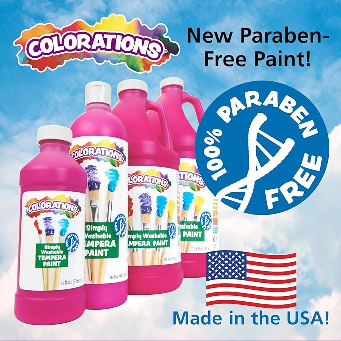 Colorations Paraben-Free Washable Tempera Paint Set, 19 Colors, Non-Toxic, Vibrant, Kids' Art Supplies-CubbioJoy