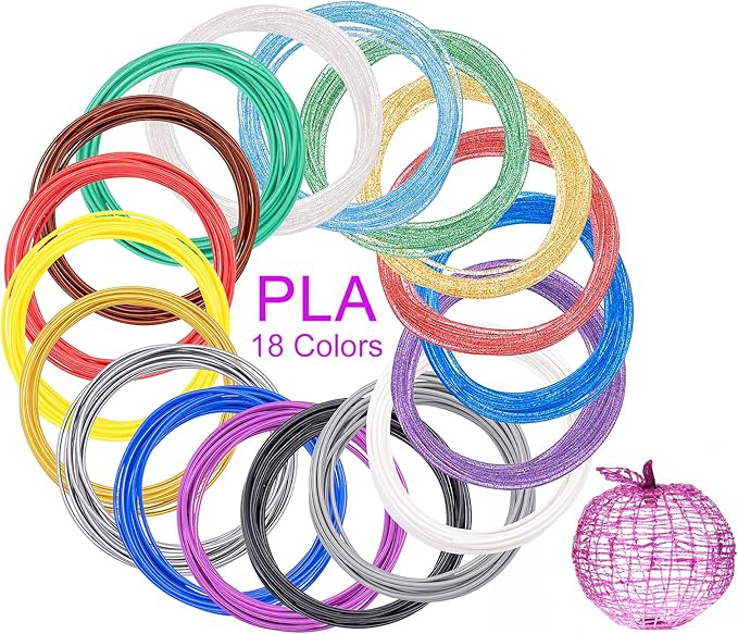 18 Colors 3D Pen Filament Refills Compatible with SCRIB3D MYNT3D PIKA3D 3D Pen for Kids Per Color 10Feet 1.75mm PLA 3D Printing Pen Filament Refills, NOT FIT 3Doodler Start Pen-CubbioJoy