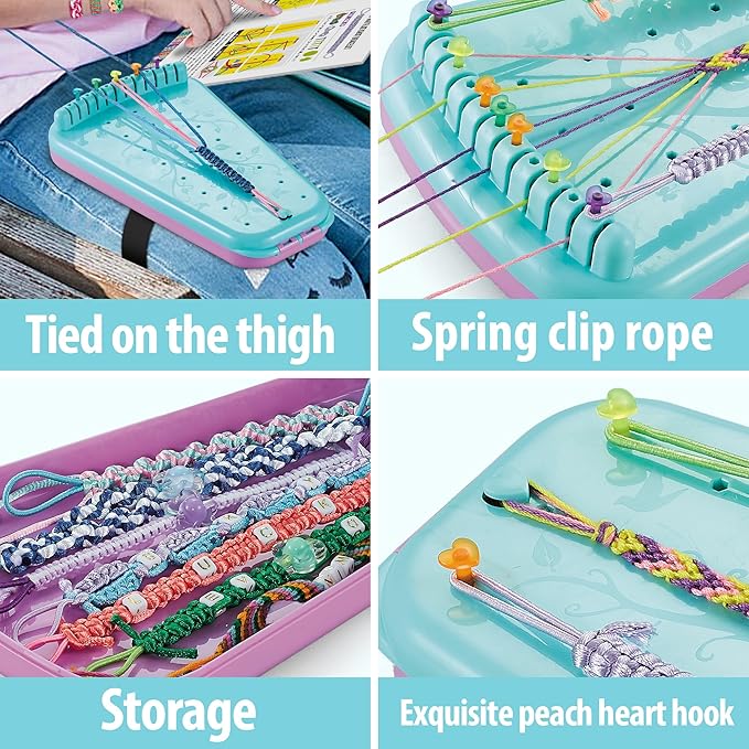 Chilpals Friendship Bracelet Making Kit for Girls,Arts and Crafts for Kids Ages 8-12,Birthday Gifts Ideas for Girl 7 8 9 10 11 Year Old - 2 in 1 Bracelets String Maker Toys Set (Blue)-CubbioJoy