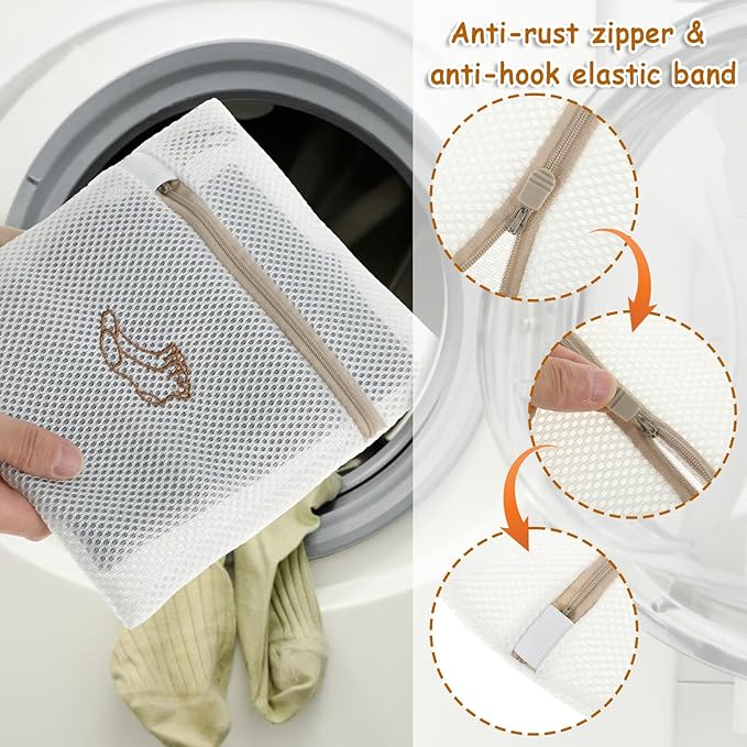 3 PCS Delicate Laundry Bag, Mesh Bags With Zipper for Socks, Underwear, Baby Clothes, Swimsuit - Small Durable Embroidery Bag, Travel Clothing Storage-CubbioJoy