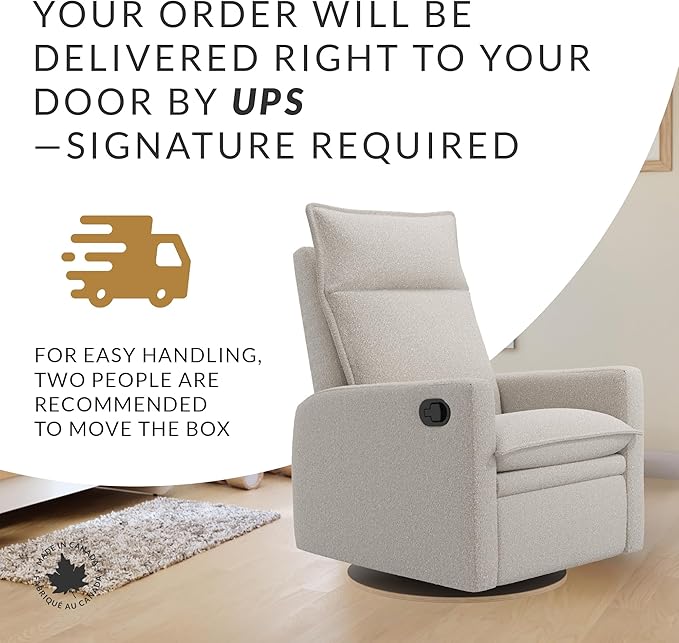 Arya Modern Nursery Glider Recliner Chair – Cozy Nursing Chair with 360° Swivel for New Parents, Gentle Motion, Compact Design, High Back & Low Armrests, Canadian Made (Vanilla/Beyond Sheep Fabric)-CubbioJoy