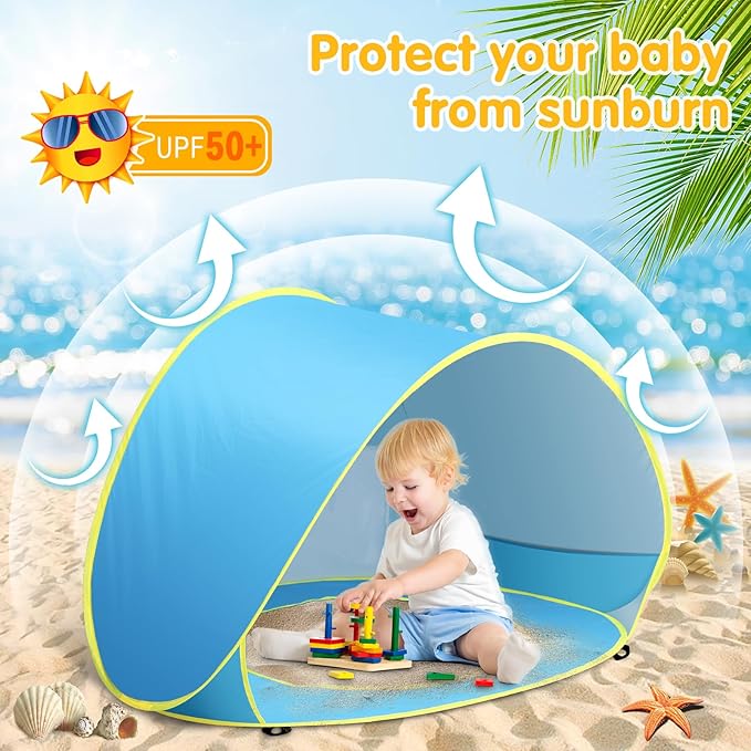 Baby Beach Tent Pop Up Beach Tent Baby Tent for Beach, Portable Shade Pool UV Protection Sun Shelter for Infant-CubbioJoy