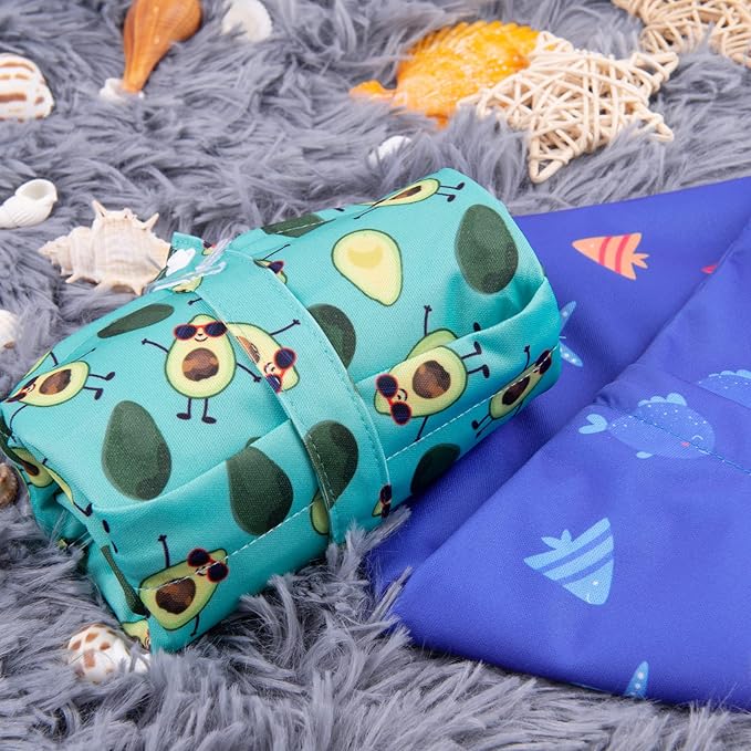 ALVABABY 2pcs Cloth Diaper Wet Dry Bags Waterproof Reusable with Two Zippered Pockets Travel Beach Pool Daycare Soiled Baby Items Yoga Gym Bag for Swimsuits or Wet Clothes LZX4344-CubbioJoy