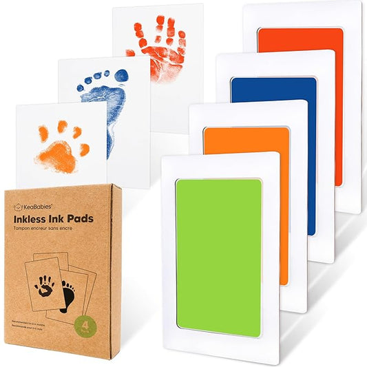4-Pack Inkless Baby Hand and Footprint Kit - Mess Free Ink Pad for Newborn Keepsake, Dog Nose & Paw Print Kit, Clean Touch Ink Pad for Baby Hand & Footprints, Ideal New Mom Gifts (Fiesta)-CubbioJoy