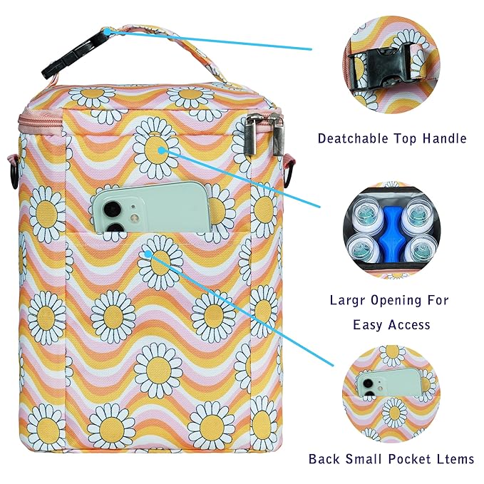 Breastmilk Cooler Bag with Ice Pack Fits 4 Baby Bottles Up to 9 Ounce Insulated Baby Bottle Bag Breast Milk Cooler on The Go with Strap Baby Bottle Cooler Bag for Nursing Mom Daycare or Travel-CubbioJoy