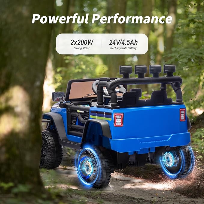 24V Kids Ride on Toy, Kids Electric Vehicles Car Ride on Car Truck for Toddlers with Remote Control, 2x200W Motor - Blue-CubbioJoy