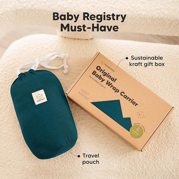 KeaBabies Baby Wrap Carrier - All in 1 Original Baby Carrier Newborn to Toddler Sling, Easy to Wear, Hands Free Bonding, Lightweight, Breathable Infant Wraps (Peacock Blue)-CubbioJoy