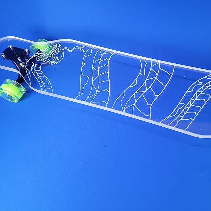 Clear Longboard Skateboard - Transparent Acrylic Long Boards with Light-Up LED Wheels for Smooth Rides - Ride The Streets in Style with Longboard Built for Beginners & Pros Alike-CubbioJoy