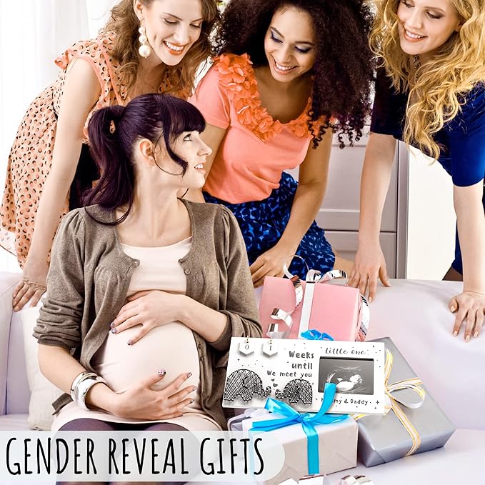 Baby Sonogram Picture Frame w/ Baby Countdown Weeks - Standard 4x3 Ultrasound Photo - Pregnancy Announcements Ideas - Gender Reveal - New Mom Expecting Parents Keepsake-CubbioJoy