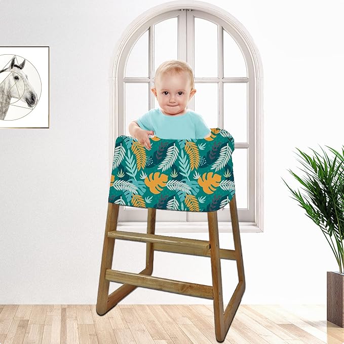 Carseat Cover Boy and Girls - Multi-use Nursing Car Seat Canopy Cover for Breastfeeding, Infant Stroller Cover, High Chair Cover (Green Leaves)-CubbioJoy