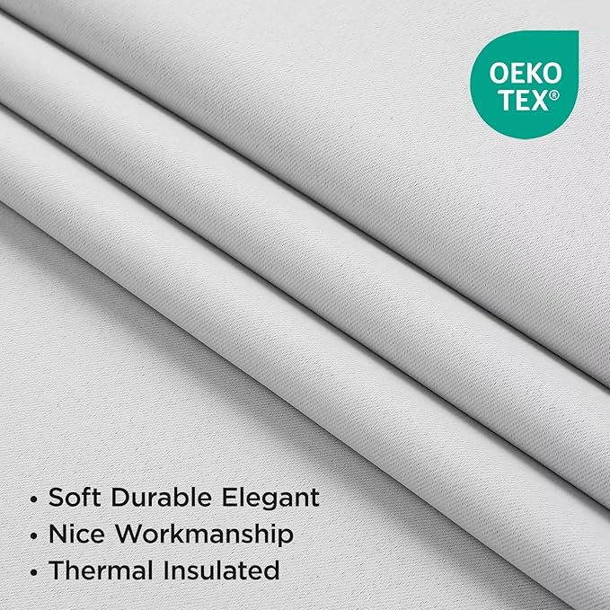 Joydeco 108 Inch 60% Blackout White Curtains 2 Panels,Elegant Soft Sheer Curtains for Bedroom,Thermal Insulated Black Out Drapes for Living Room,Rod Pocket Back Tab Drapes(W37xL108 Inch,Greyish White)-CubbioJoy