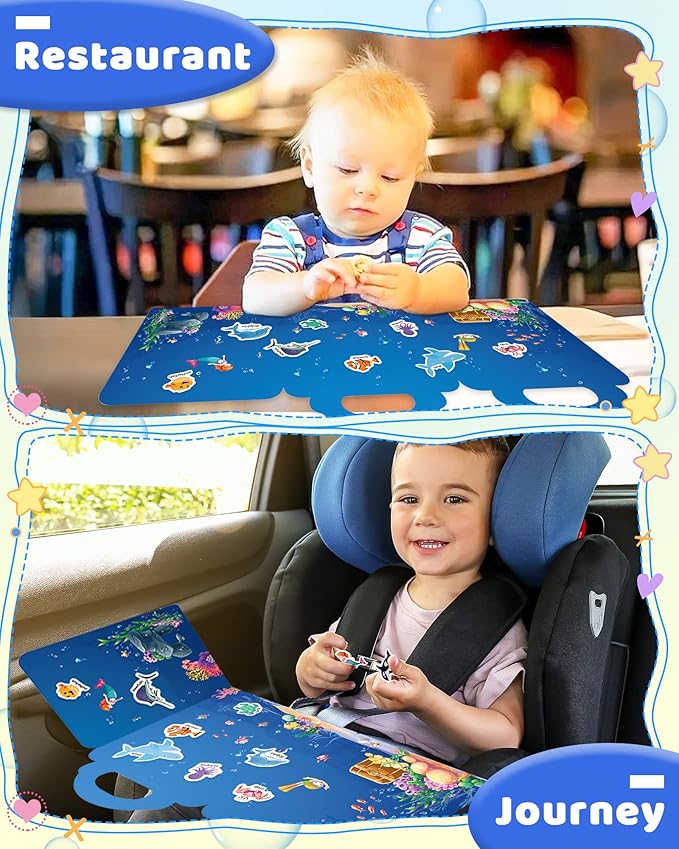 Benresive Reusable Sticker Book for Toddlers 2-4 Years, Fun Travel Stickers for Kids, Waterproof Sticker Books for Toddlers 1-3, Crafts Activities for Todddlers 1-3 2-4 3-5 - Ocean Animals-CubbioJoy