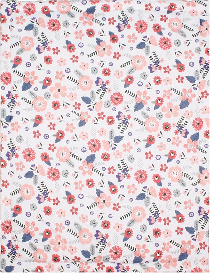 CaSaJa Baby 3-Piece Crib Bedding Set for Boys Girls, Including Soft Quilted Comforter(Blanket), Fitted Crib Sheet and Skirt, Soft Nursery Bedding Set Made of Silky Comfy Materials, Petals Flying-CubbioJoy