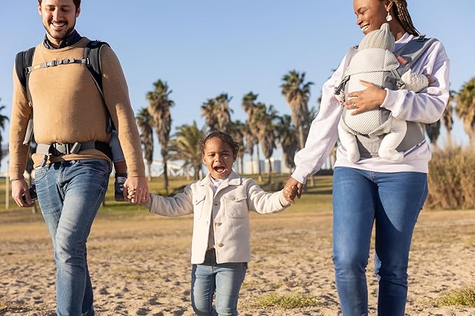 Beco Gemini Baby Carrier from Newborn to Toddler - Certified Ergonomic Newborn Baby Carrier for Infants and Children of 7-35 lbs - M Shape, Adjustable Seat, Breathable 3D Mesh (Cool Dark Grey)-CubbioJoy