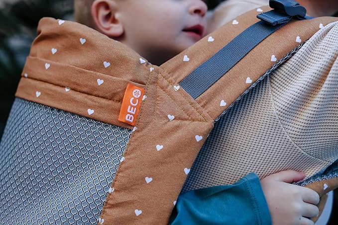 Beco Toddler Carrier - Breathable 3D Mesh Front-Carry & Backpack Style Carrier with Tall Supportive Back and Ergonomic Extra-Wide Seat for Children from 18months (20-60 lbs) - Cool Brick Heart-CubbioJoy