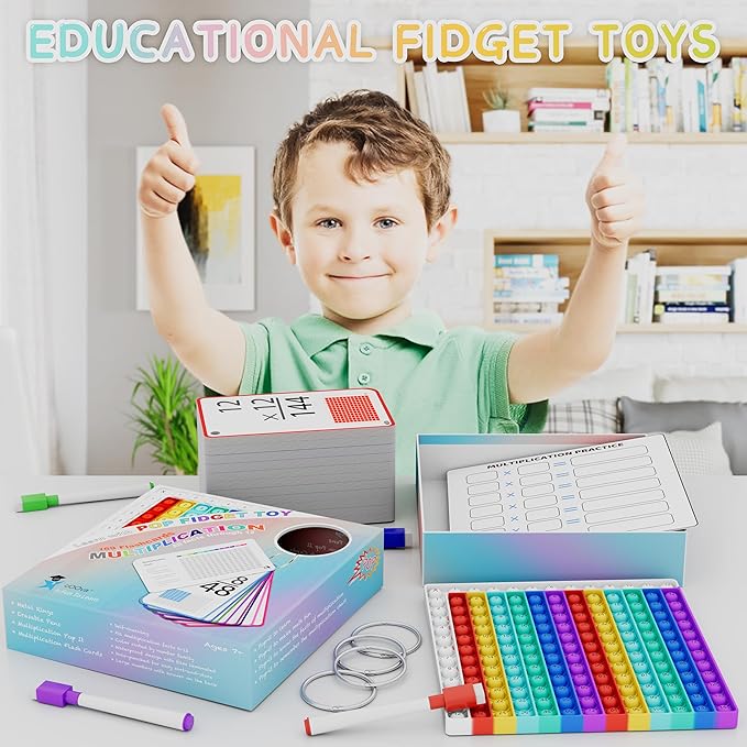 COOVA Multiplication Flash Cards + Multiplication Chart - Math Manipulatives Fact Cards - Mutiplication Game Flashcards - Times Table Multiplication Flash Cards 3rd Grade, 4th, 5th, 6th Grade-CubbioJoy