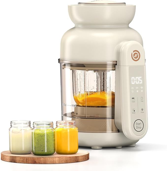 Auto Baby Food Maker, Glass Baby Food Mills, Baby Blender & Steamer and Puree Maker with Auto Cooking, Easy Cleaning, Dishwasher Safe, Cook at Home, Touch Screen Control-CubbioJoy