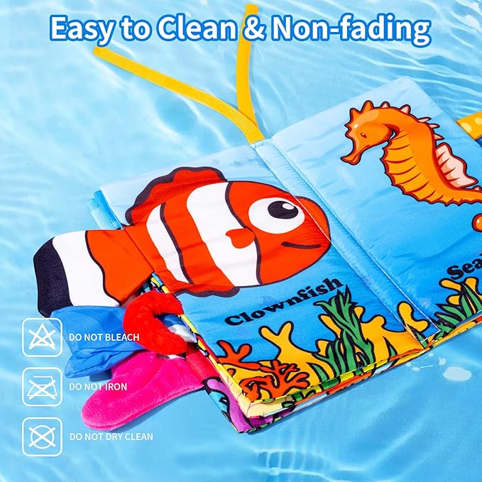 Baby Books 0-6 Months, 2PCS Crinkle Books for Babies, Touch and Feel Sensory Cloth Book 6-12 Months, Tummy Time Toys, Baby Toys for Newborn 6 Page Pink-CubbioJoy