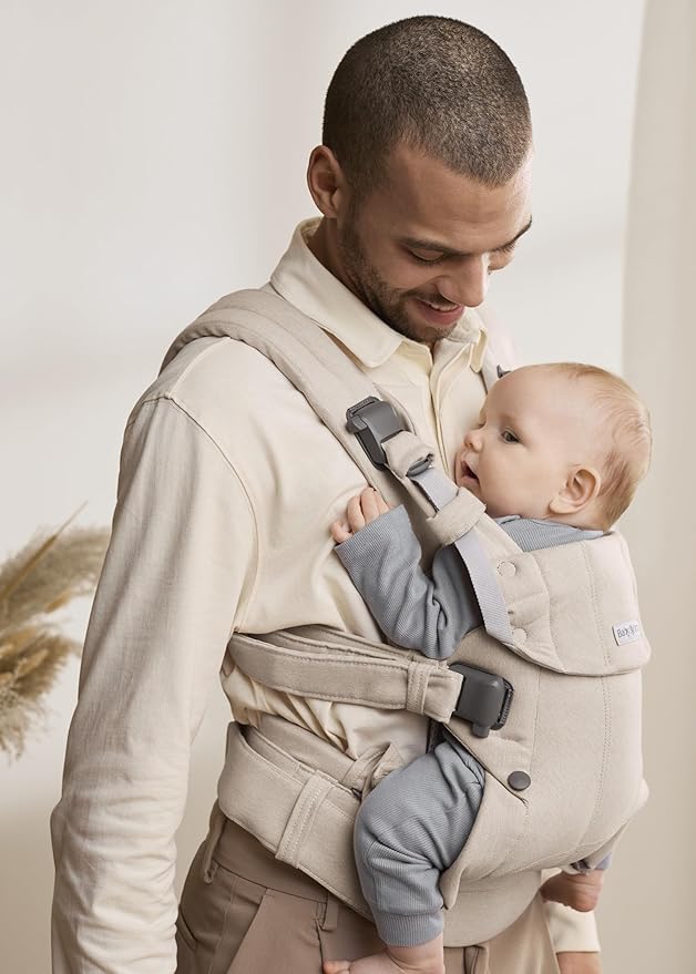 BabyBjörn Baby Carrier Harmony, Woven mélange, Light Beige | 3-in-1 Ergonomic Baby Carrier; Newborn, Facing-in, Outward-Facing, and Back Carrying Positions Supported (7-40 lbs), Newborn to Toddler-CubbioJoy