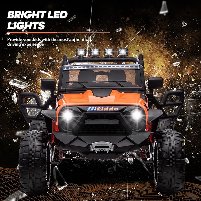 24V 9Ah Ride on Toy for Big Kids, 4WD 2 Seater Ride on Car Truck with Remote Control, 4x200W Motor - Orange-CubbioJoy