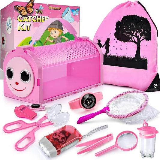 Bug Catcher Kit & Outdoor Explorer Kit for Kids, 10 Pcs Bug Catching Kit with Toy Cage, Backpack, Flashlight, Manifying Glass, Toy Net, Outdoor Exploration Toys Gift for Boys Girls 3-12-CubbioJoy