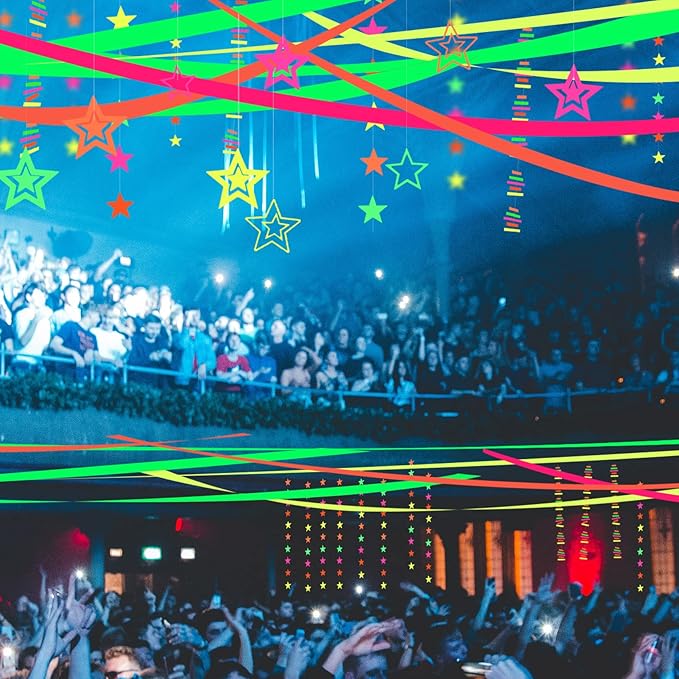 800Feets Neon Glow in The Dark Party Supplies - UV Reactive Fluorescent Crepe Paper Streamers for Wedding, Birthday, Fiesta Decorations-CubbioJoy