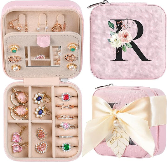 AYGXU Travel Jewelry Box for Women and Girls - Small Case With Initial A-Z - Teacher Gifts-CubbioJoy