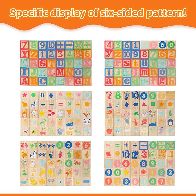 Joqutoys ABC Wooden Building Blocks for Toddlers 3 Large, 40 PCS Alphabet & Number Stacking Blocks with Storage Tray, Montessori Educational Learning Toys for Boys Girls Kids Gifts 1.65"-CubbioJoy