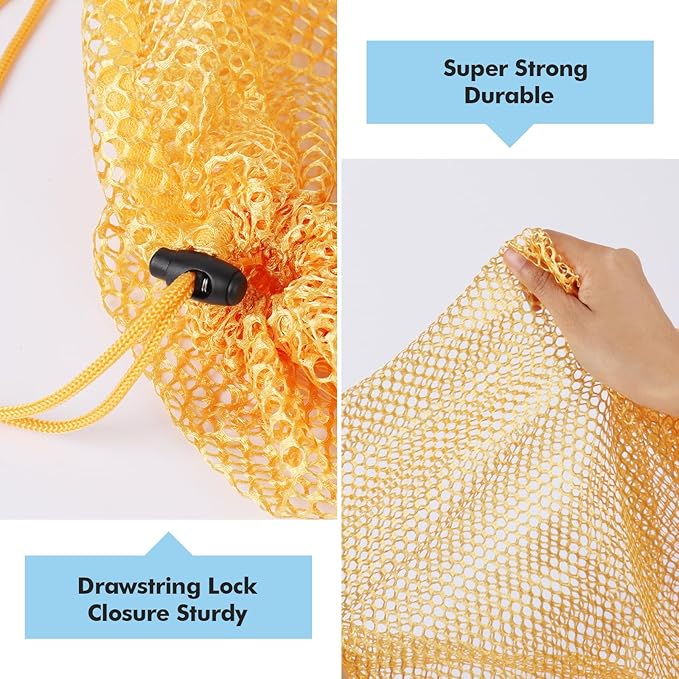 3Pcs Mesh Laundry Bags Washing Machine Mesh Wash Bags Jumbo for Delicates Clothes,Bed Linen,Toys with Drawstring Closure Sturdy(3 XXLarge 28 x 26 Inches, Yellow)-CubbioJoy