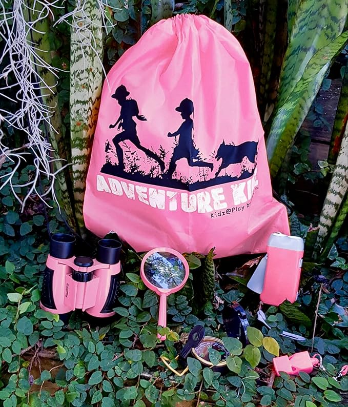 Adventure Kidz - Outdoor Exploration Kit, Children’s Toy Binoculars with Case, Flashlight, Compass, Fox Whistle, Magnifying Glass, Backpack. Great Gift Set for STEM, Pretend Play. Age 3+-CubbioJoy
