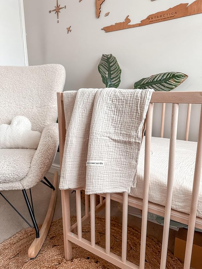 Bassinet Sheet for Baby Boy and Girl 2 Pack, Fitted Sheets for Rectangle, Oval, Hourglass Bassinet Mattress, Muslin Moses Basket Sheets with Neutral Style (Brick & Leaf)-CubbioJoy