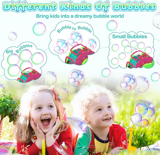 Bubble Machine for Toddlers Kids & Pets, with 8oz Safe Solution, Extra Large & Bubbles in Bubble Maker, Children & Pets Dog Toys Gift, Indoor/Outdoor Birthday Wedding Party Bubble Blower-CubbioJoy