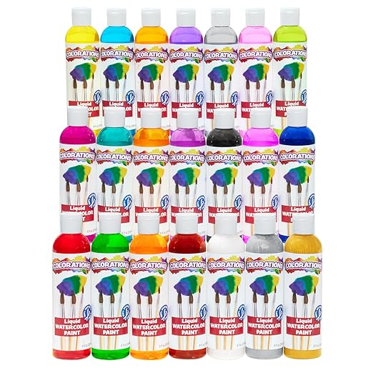 Colorations Liquid Watercolor Paints 8 oz. Bottles Classroom Supplies for Arts and Crafts Multicolor Variety Pack (Pack of 21)-CubbioJoy