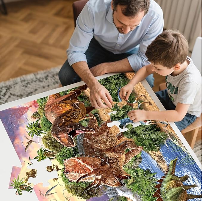 Jumbo Floor Puzzle for Kids,48 Piece Dinosaur Large Jigsaw Puzzles for Toddlers Ages 3-5,Children Learning Preschool Educational Dinosaur Toys,Christmas Birthday Gifts for Boys Girls Ages 4-8-CubbioJoy