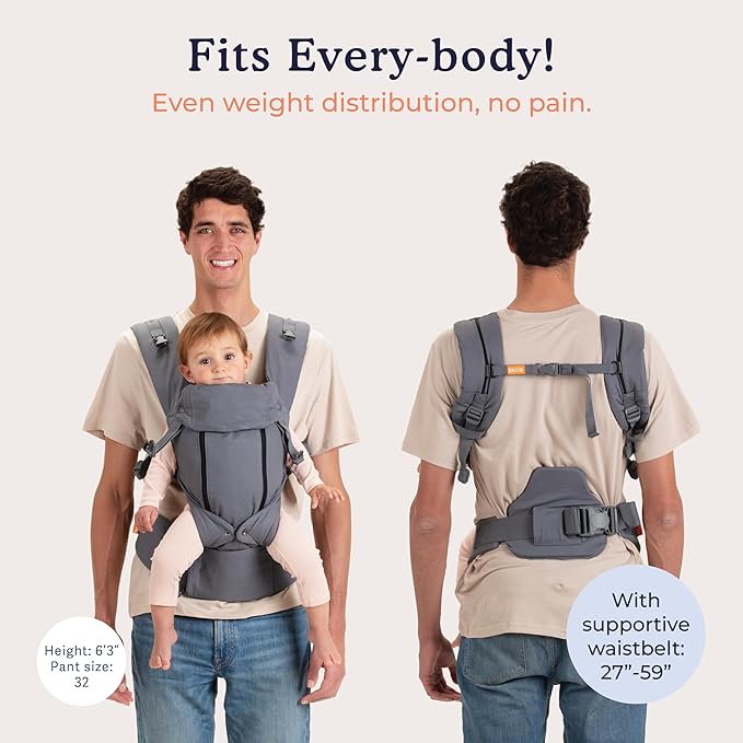 Beco 8 Hybrid Baby Carrier from Newborn to Toddler (7-45lbs) - All in One Mesh Front and Hip Carrier Backpack with Adjustable Seat - Cooling, Ergonomic and Comfortable - Dark Grey-CubbioJoy